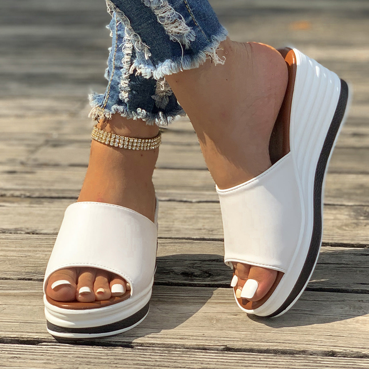 Rose – Summer Wedge Sandals with Peep-Toe Design