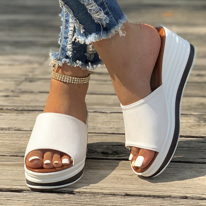 Rose – Summer Wedge Sandals with Peep-Toe Design