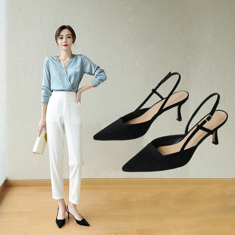 Anne – Women's High Heels in Premium Vegan Suede with Buckle