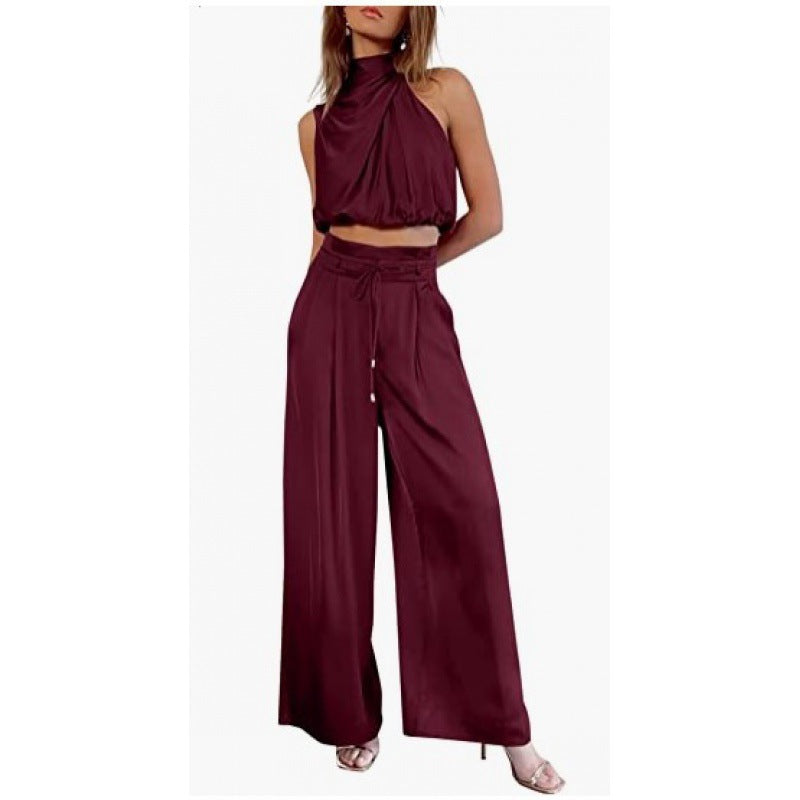 Carly – Fashionable Sleeveless Top and Wide Leg Pants Set