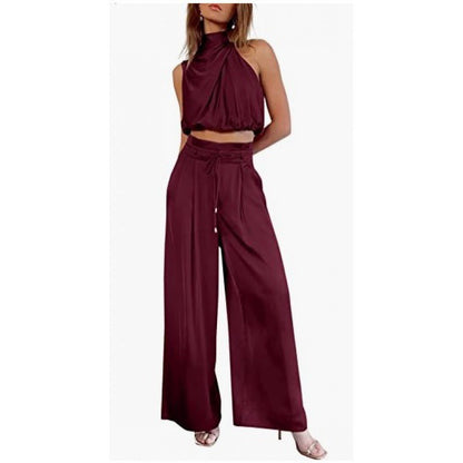 Carly – Fashionable Sleeveless Top and Wide Leg Pants Set