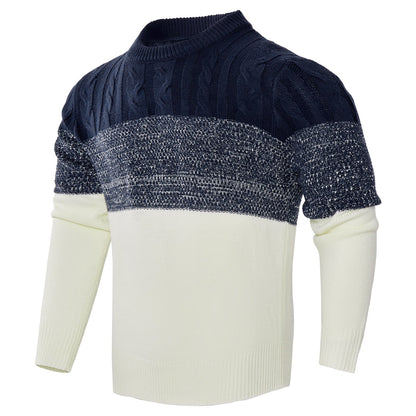 Callum – Casual Color Block Long Sleeve Sweater with Cable Knit