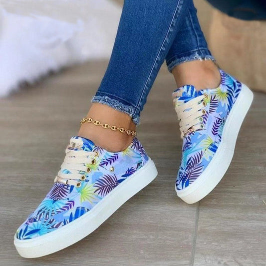 Lynda – Women's Canvas Shoes with Leaf Print