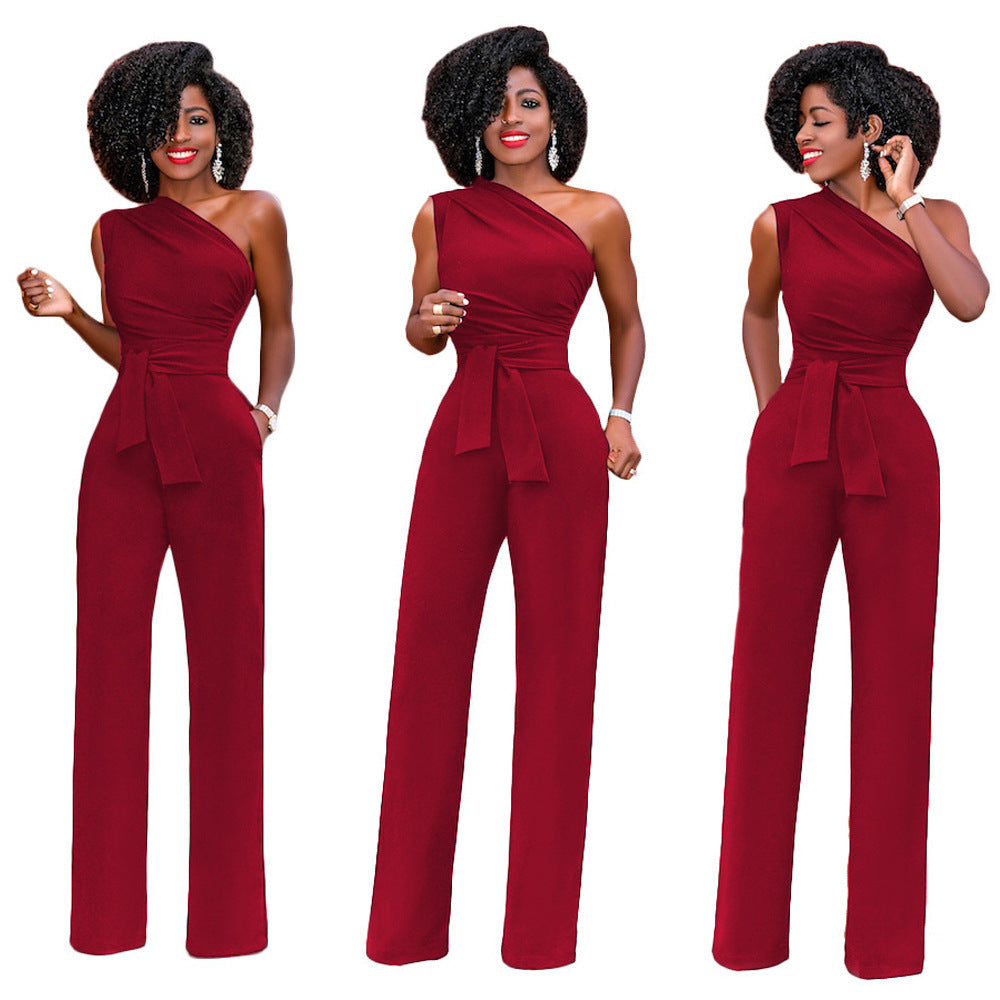 Clara – Elegant Women's Jumpsuit with Asymmetrical Collar