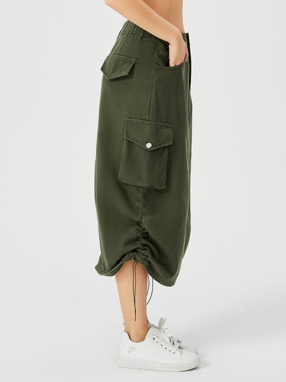 Donna – Long Women's Cargo Skirt with High Waist and Front Slit