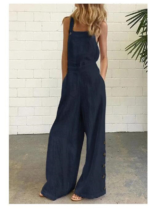 Angela – Casual Jumpsuit with Side Pockets and Wide Legs