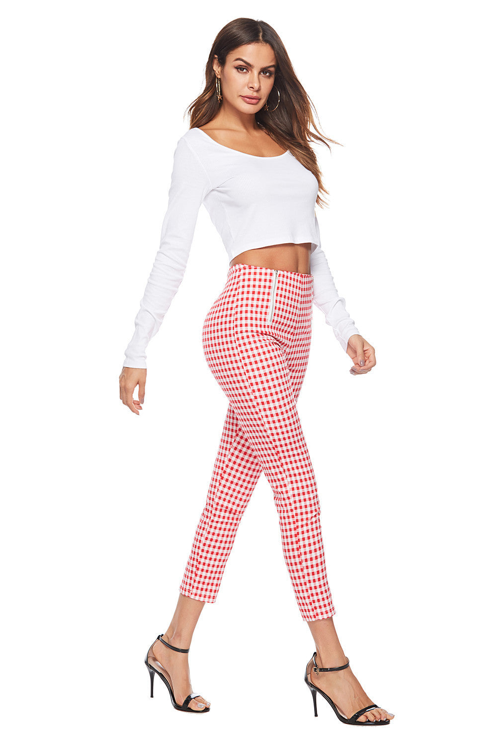 Christine – Slimming Pants with Black-White Check Pattern