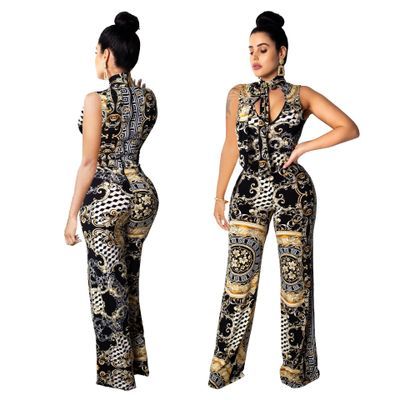 Helen – Sleeveless Women's Jumpsuit with Print