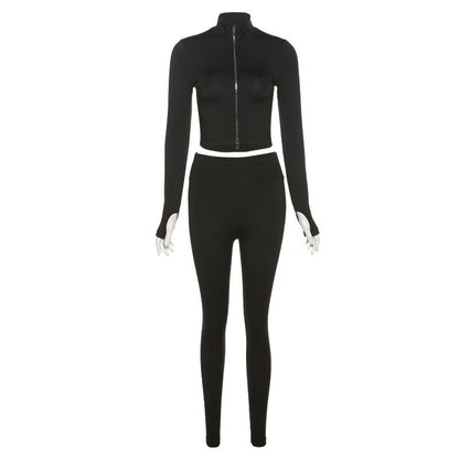 Judith – Urban Casual Suit with Stand-Up Collar and Zipper