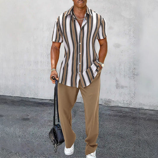 Catherine – Casual Stylish Striped Short Sleeve Jumpsuit