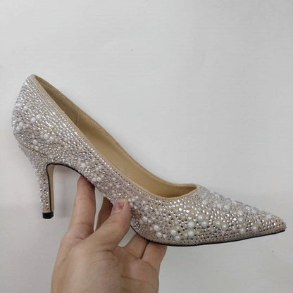 Sharon – Pointed Shoes with Rhinestones and Pearls