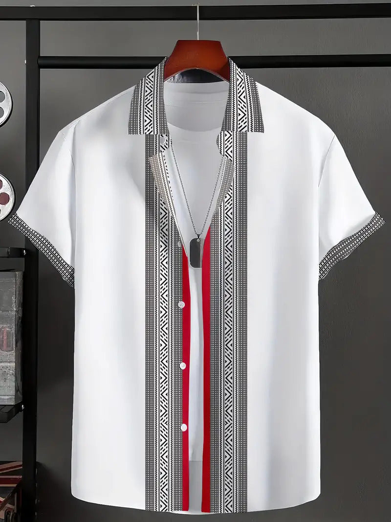 Alex – Casual Geometric Short Sleeve Shirt for Men