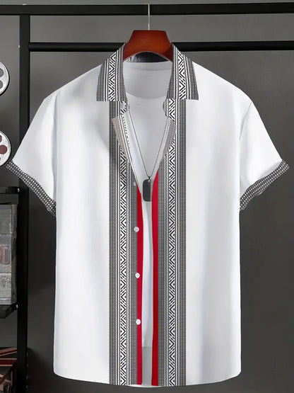 Alex – Casual Geometric Short Sleeve Shirt for Men