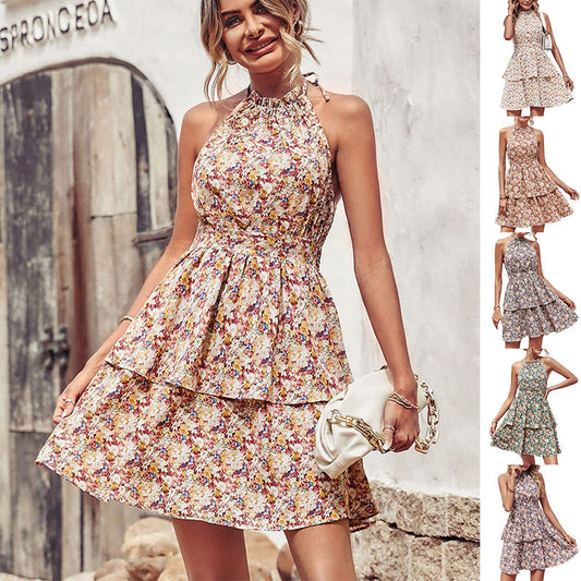Angela – Bohemian Style Halter Dress with Ruffles