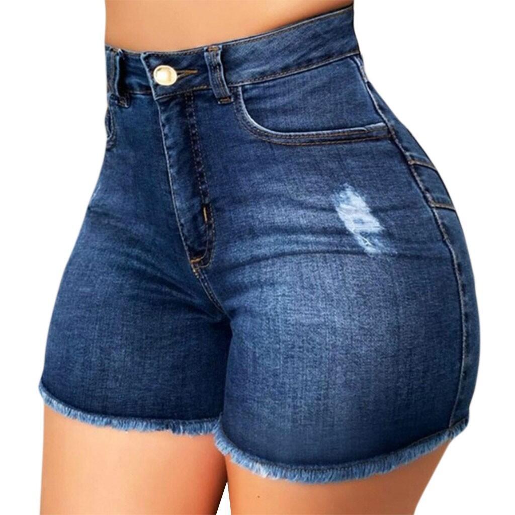 Leah – Slim Washed Denim Shorts for Women