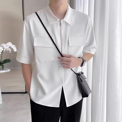 Tommy – Short Sleeve Work Shirt with Half Zipper for Men