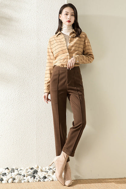 Leah – High-Waisted Straight Casual Pants for Fall and Winter