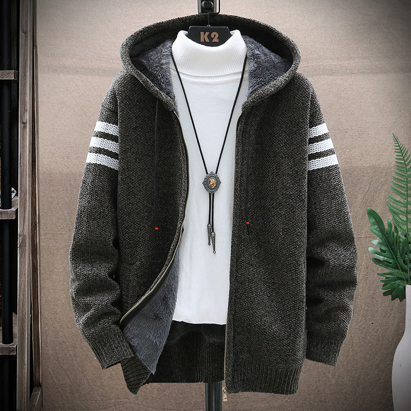 Joseph – Hooded Cardigan in Thick Velvet Plus Size