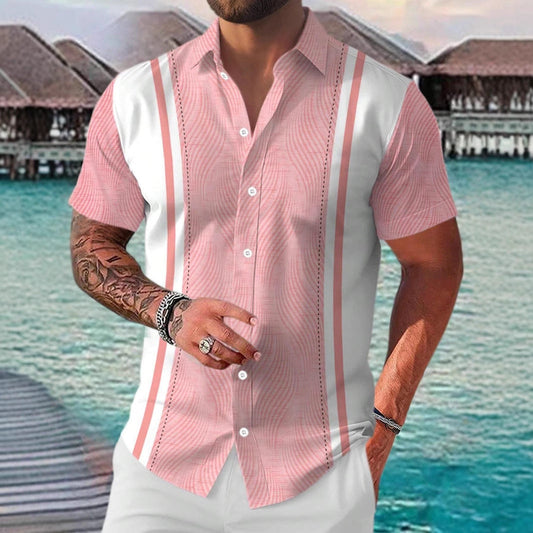 Alex – Casual Geometric Short Sleeve Shirt for Men