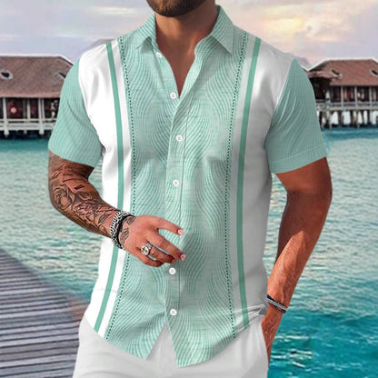 Alex – Casual Geometric Short Sleeve Shirt for Men