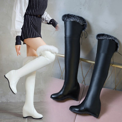 Barbara – High Boots with Wedge and Faux Fur