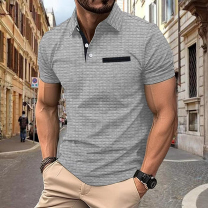 David – Men's Polo Shirt with Jacquard Check Pattern