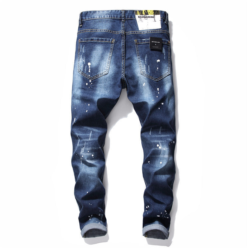 Eddie – Slim Fit Men's Jeans with Zippers and Distressed Details