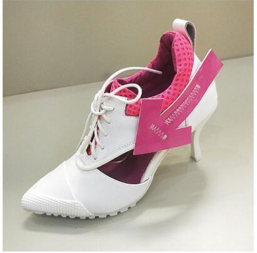 Charlotte – White Lace-Up Shoes with Sporty High Heels