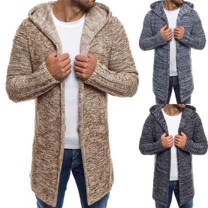 Kelvin – Long Men's Hooded Trench Cardigan for Winter