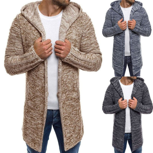 Kelvin – Long Men's Hooded Trench Cardigan for Winter