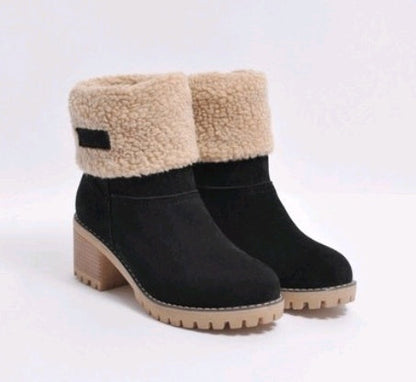 Brenda – Mid-High Thick Heel Boots in Premium Vegan Suede