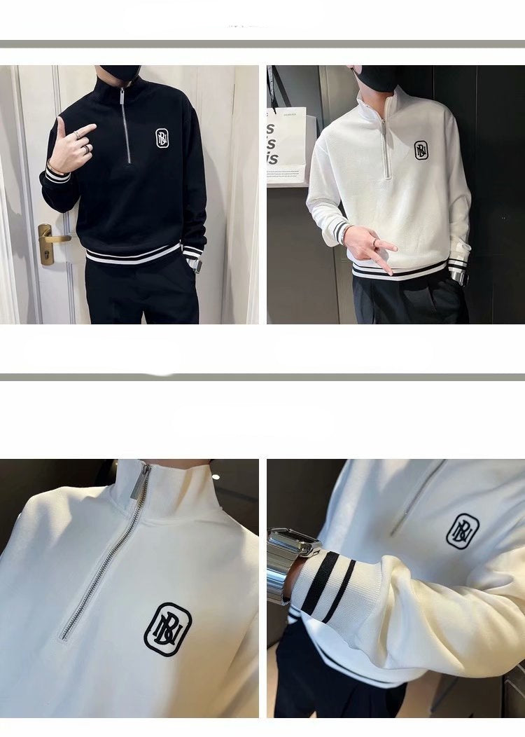 Ronald – Slim Pullover with Stand-up Collar for Men in Autumn