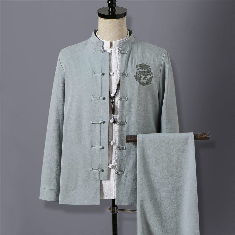 Tom – Retro Ethno Suit with Stand Collar