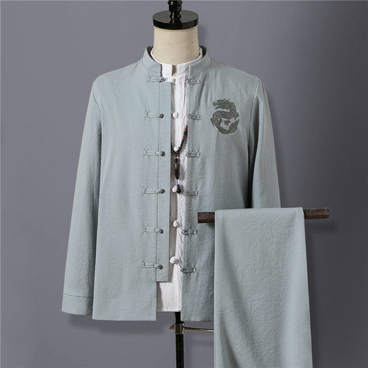 Tom – Retro Ethno Suit with Stand Collar