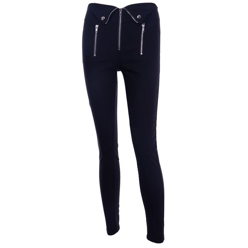Betty – Dark Zippered Casual Pants