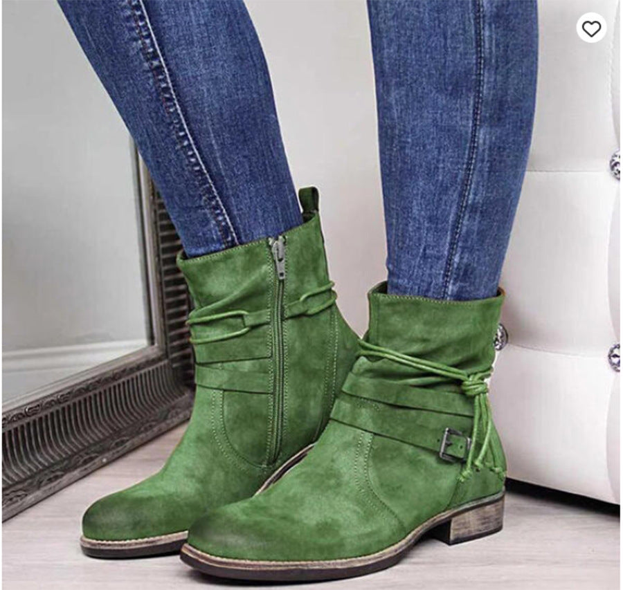 Kate – Vegan Western Ankle Boots with Buckle