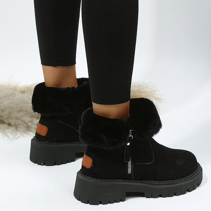 Leah – Thick Plush Snow Boots in Premium Vegan Suede with Non-Slip Sole