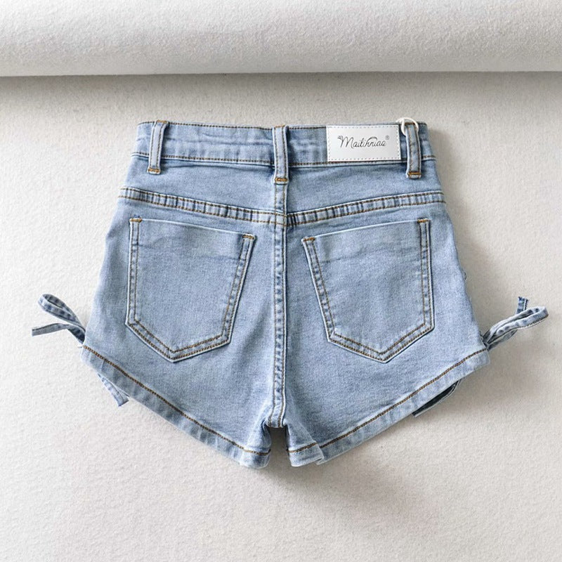 Lucy – Fashionable Personalized Denim Shorts with Bow for Women