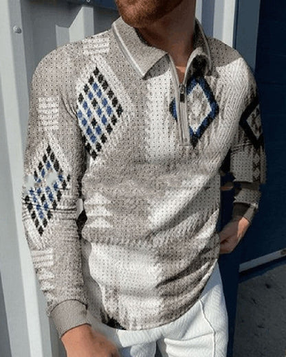 Jonathan – Casual Pullover with Lapel and Digital Print