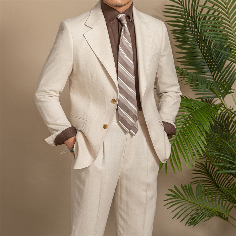 Samuel – Semi-Lined Suit with Hemp Texture
