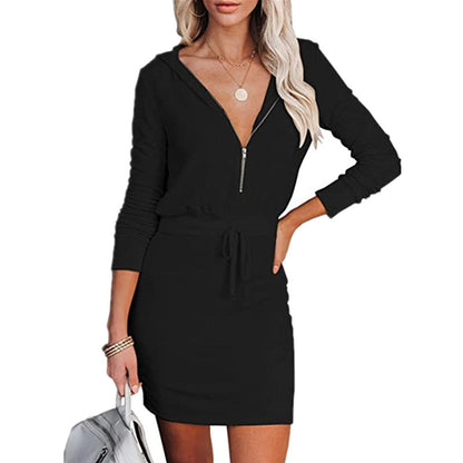 Jane – Hooded Tunic Dress with Zipper