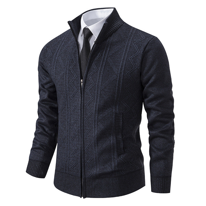 Bernard – Wool Men's Cardigan with Stand Collar for Fall and Winter