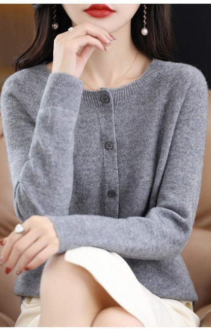 Kathleen – Merino Wool Cardigan with Cashmere