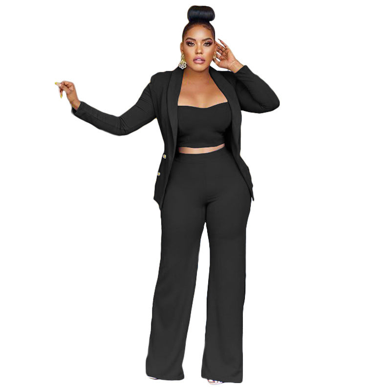 Caroline – Women's Suit Jacket with Vest and Wide-Leg Pants Three-Piece Set