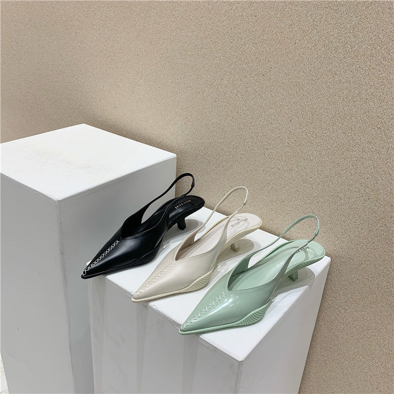 Rebecca – Mid-Heel Women's Baotou Sandals with Pointed Toe