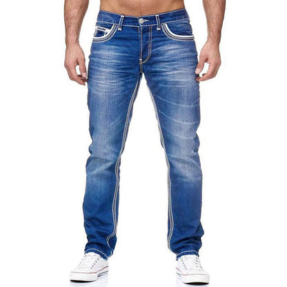 Robbie – Men's Jeans with Pockets, Straight Cut, Business Casual Daily Streetwear