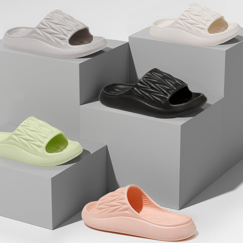 Ruby – Non-Slip Summer House Slippers with Leaf Texture