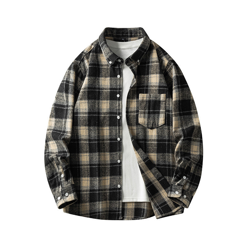 Leonard – Long Sleeve Men's Flannel Shirt with Plaid Pattern