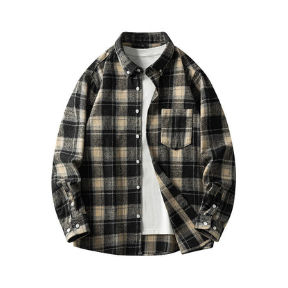 Leonard – Long Sleeve Men's Flannel Shirt with Plaid Pattern
