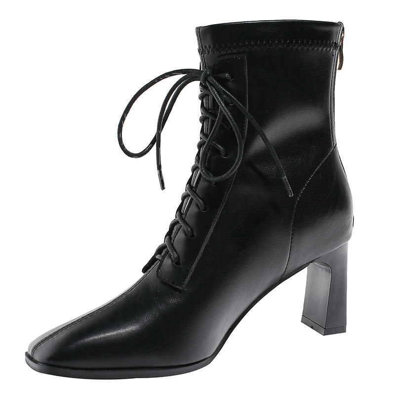 Katy – Women's High Heel Ankle Boots with Square Toe in Vegan Leather